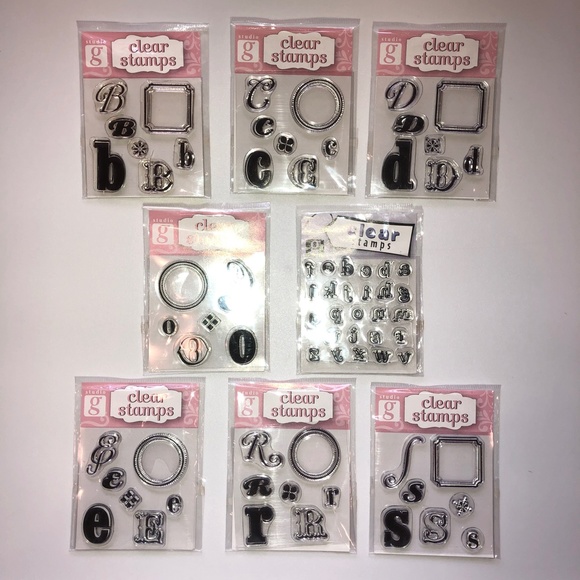 STUDIO G Alphabet Clear Acrylic Cling Rubber Stamps Set of 8 (61 Pc) RARE, NEW! - Picture 3 of 12